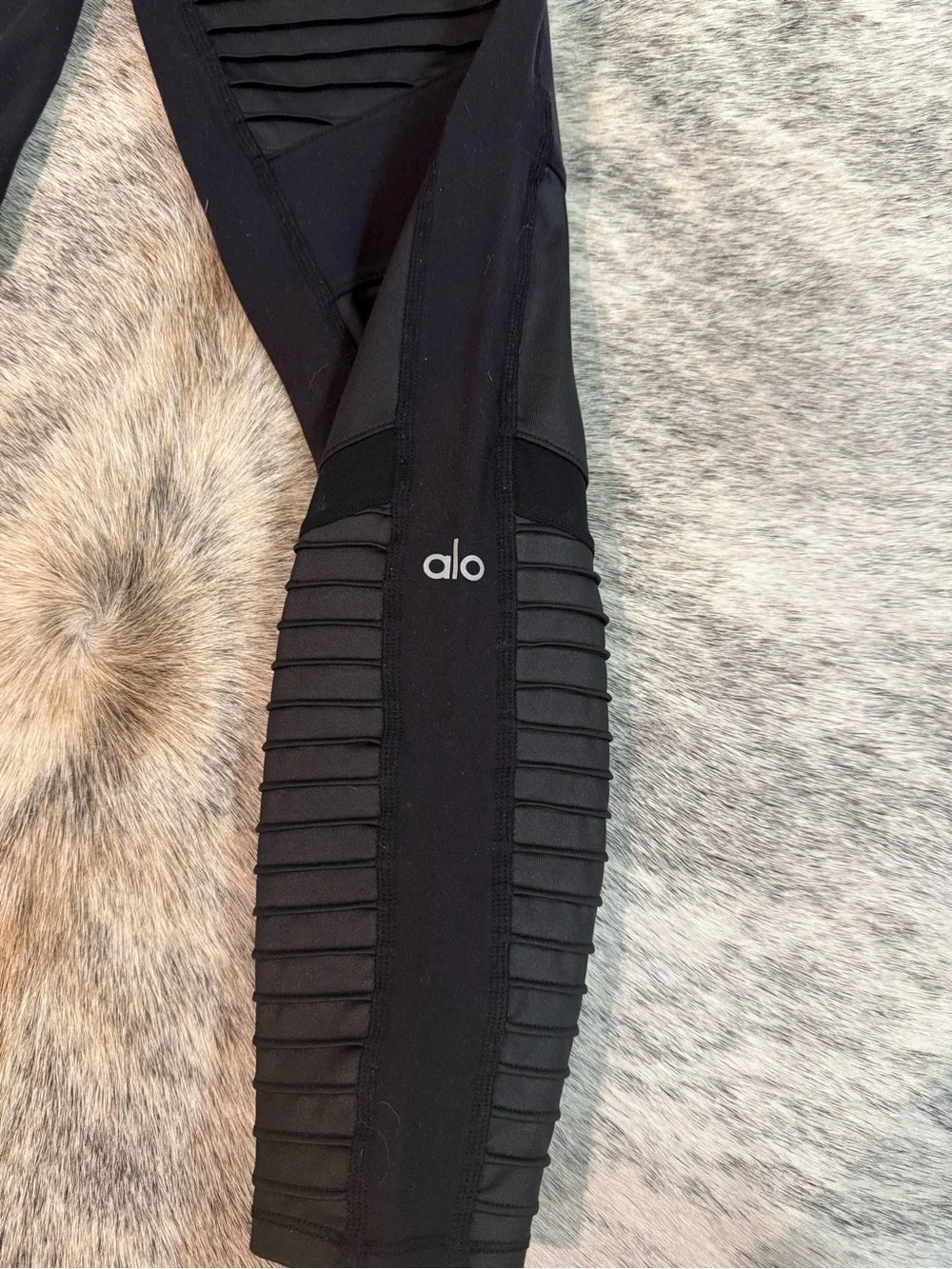 ALO Yoga Black High-Waist Ribbed Panel Leggings